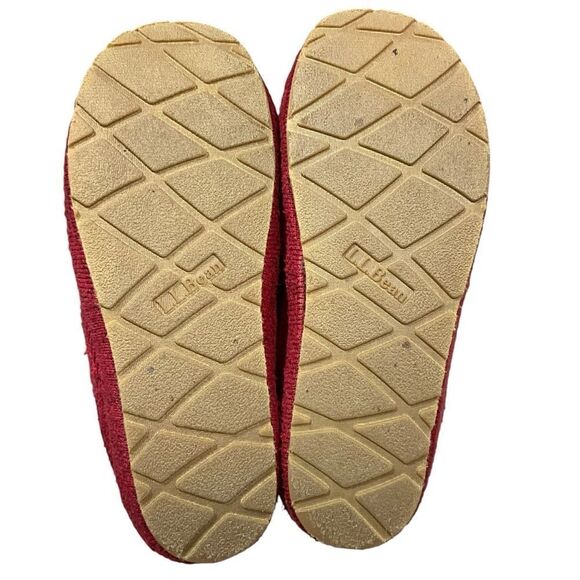 L.L. BEAN Knit Fleece Slippers Mules Women’s Size 7M Shoes Red Slip On - Picture 11 of 11